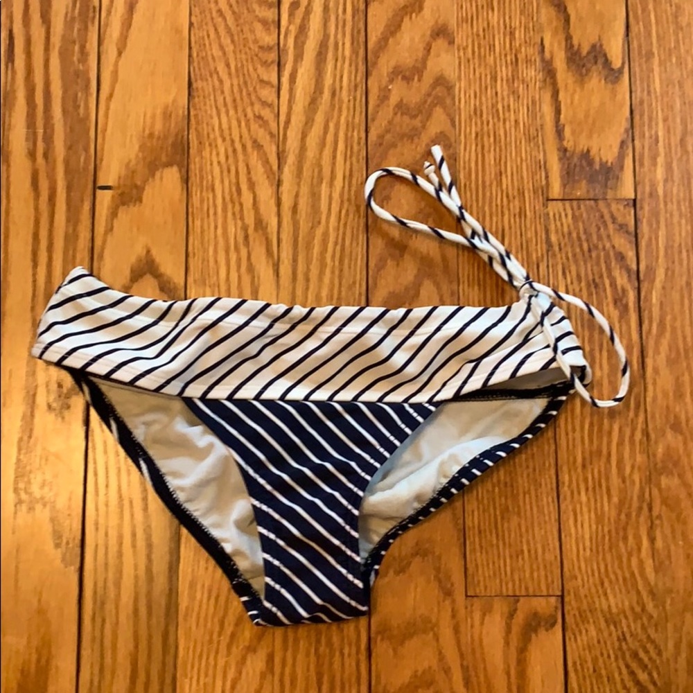 Blue and White Striped Bikini Bottoms